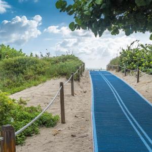 A beach walkway on a hill