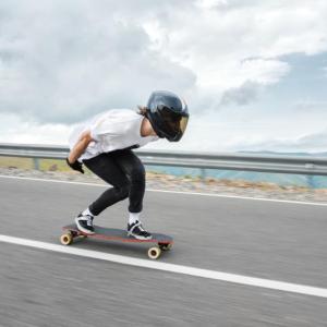 Skateboard rolling downhill
