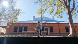 Student working outside